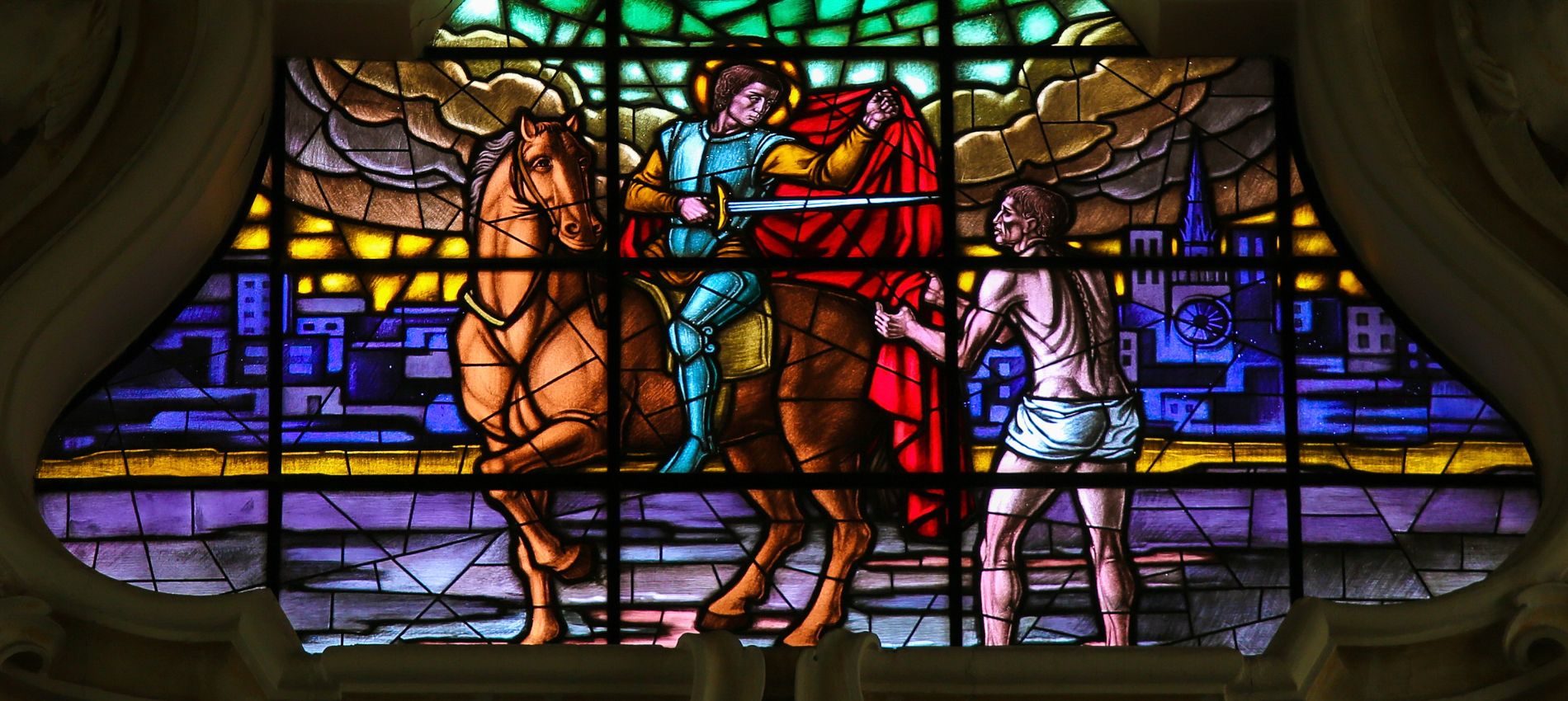 Sankt Martin als Fensterbild einer Kathedrale