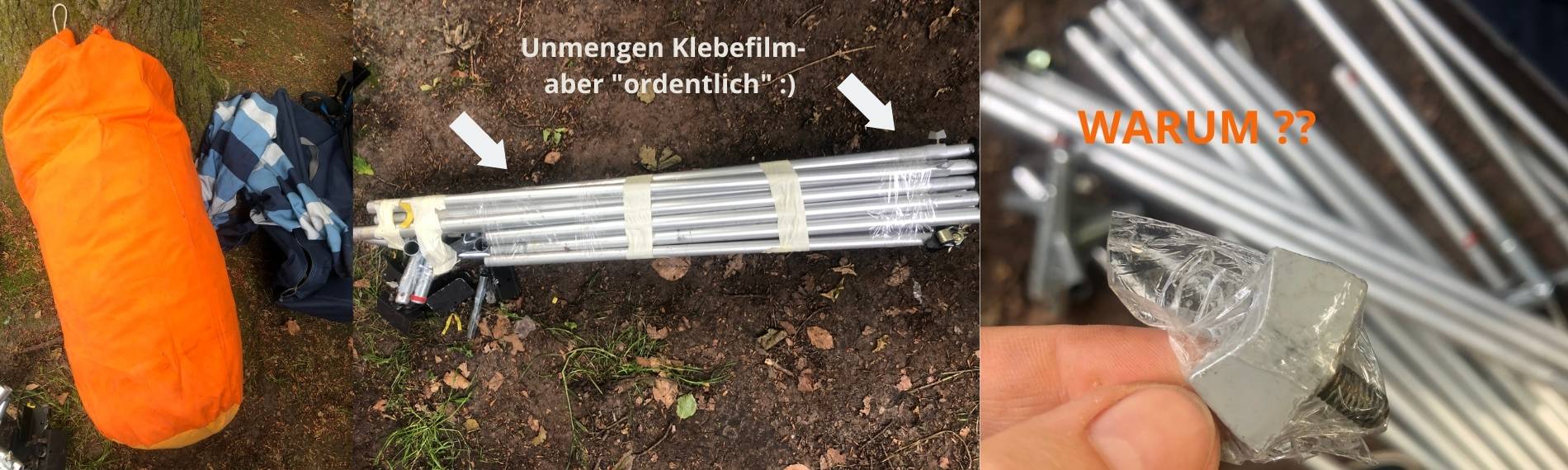 Zeltstangen für Vorzelt beim Campen im T3 Oldtimer