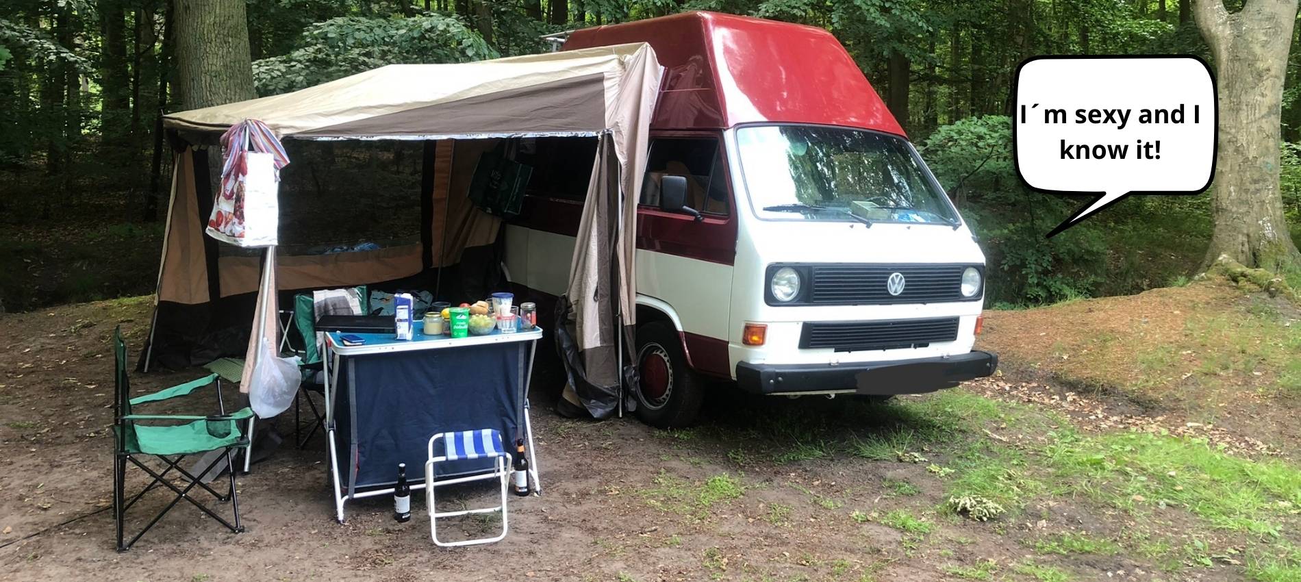 Oldschool Bulli, T3 mit Vorzelt