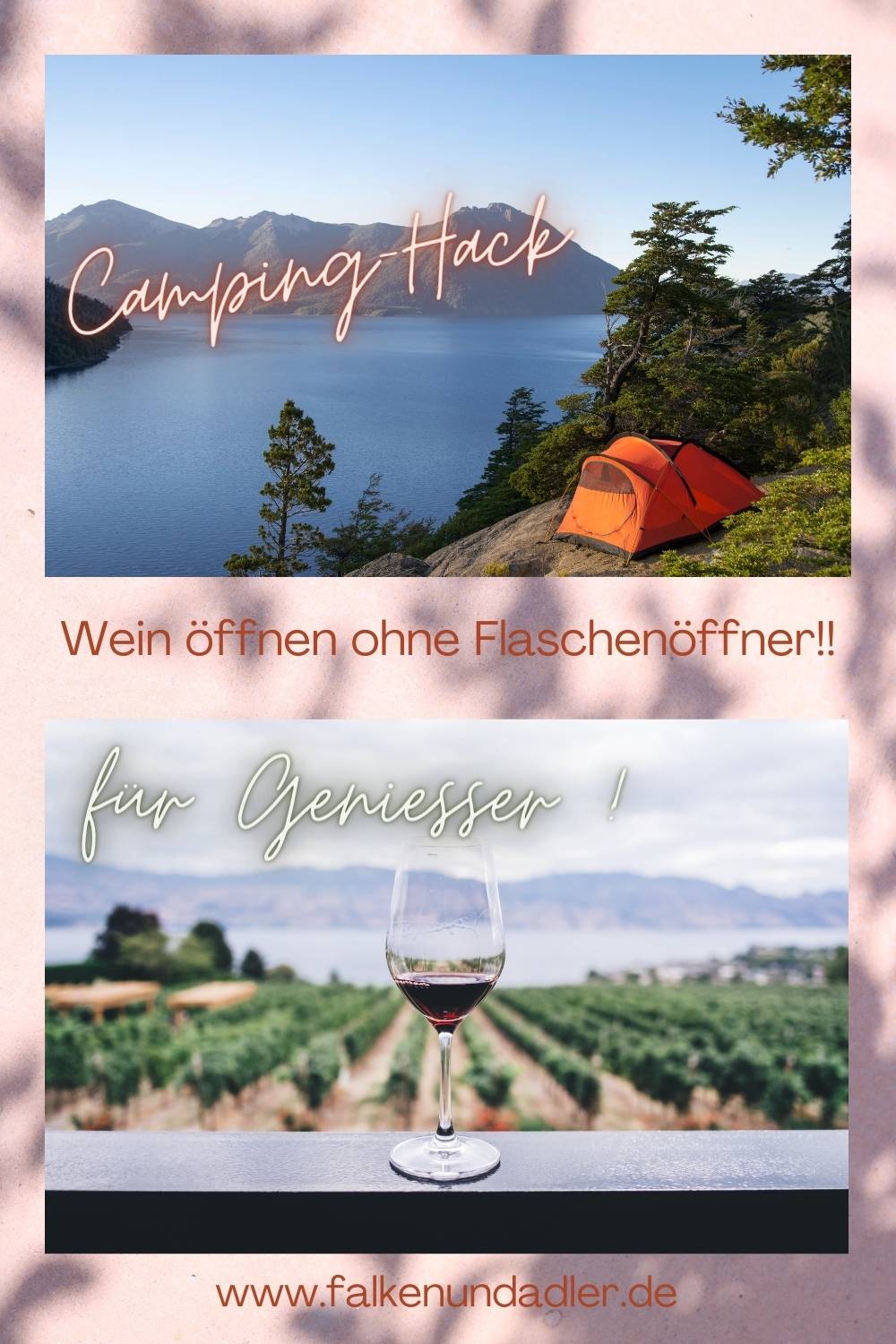 Wein öffnen ohne Korkenzieher Campinghack