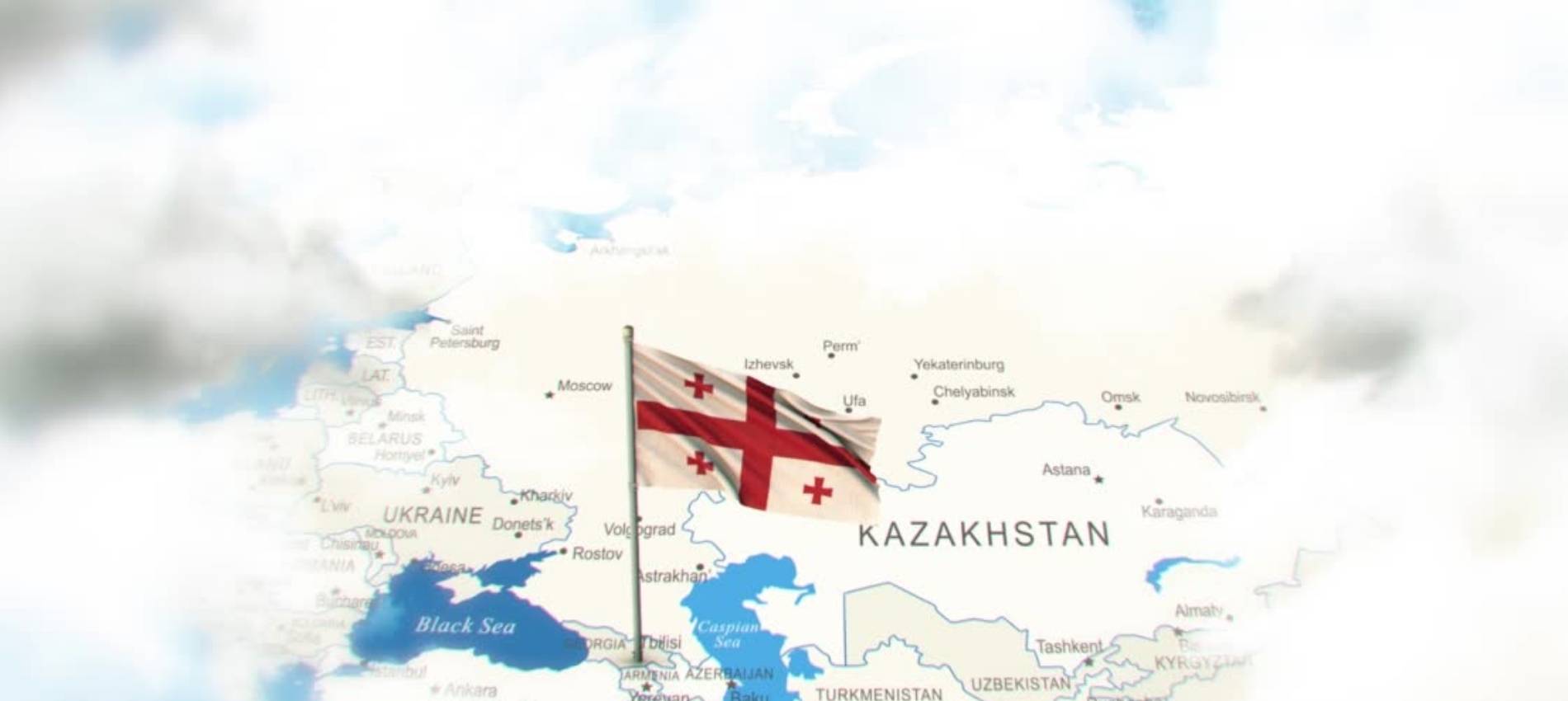 Georgien Landkarte vor dem Hintergrund des Kaukasuskriegs