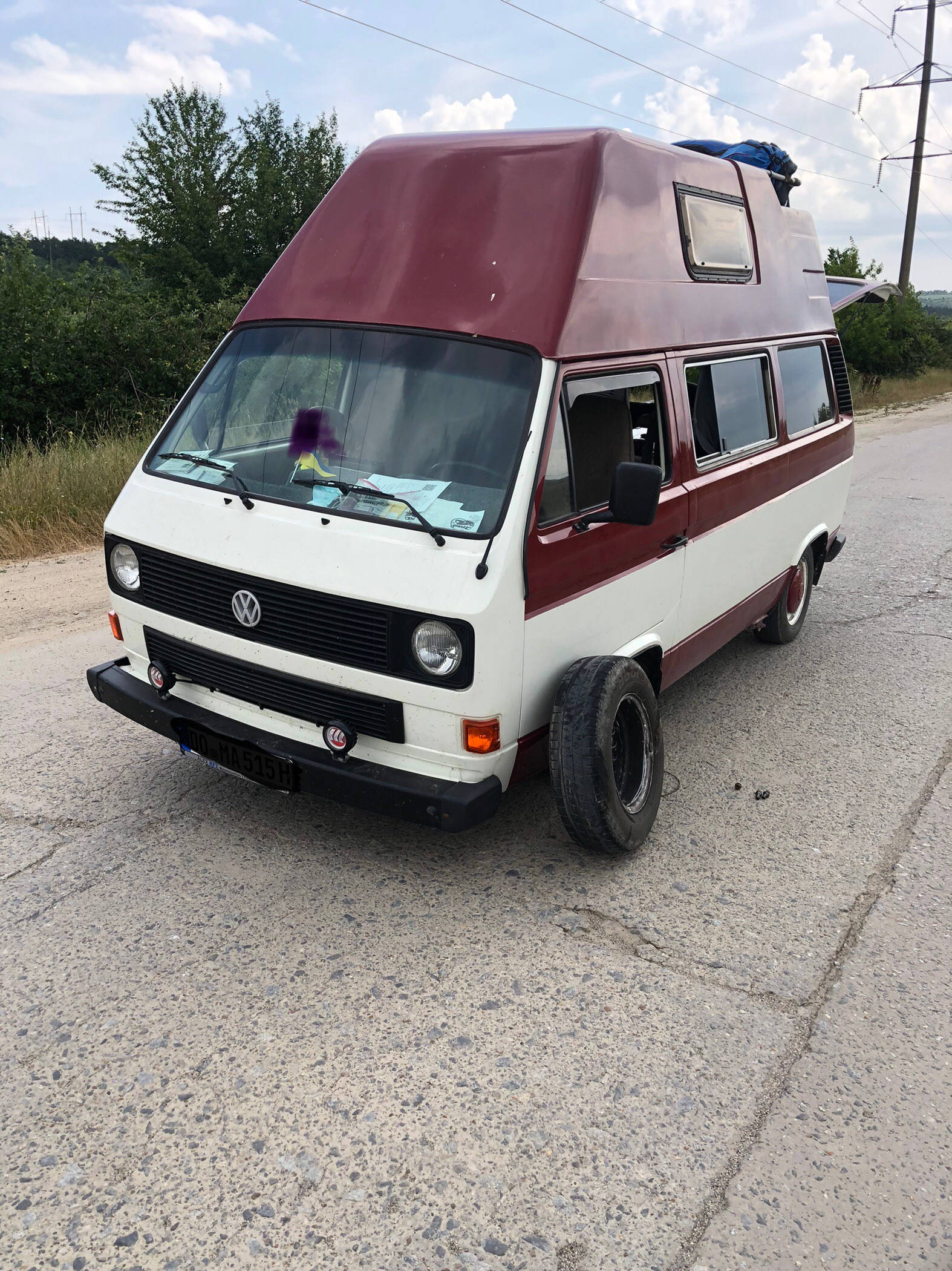 Bus Reifenpanne in der Ukraine